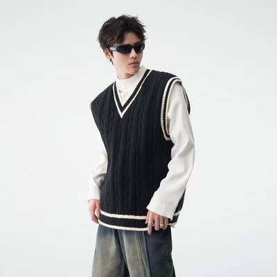 Chaleco Tejido Cuello V Estilo British College - Image 30