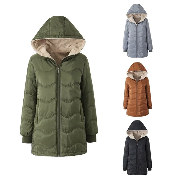 Sudadera con Capucha Estampado Geométrico Onda - Algodón Térmico Forrado