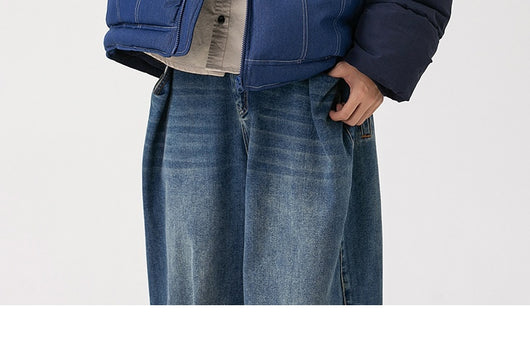 Abrigo Denim Acolchado Retro Americano para Hombre - Image 27