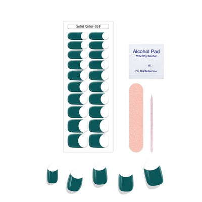 Pegatinas de Uñas Gel Francés Semicocidas Impermeables Color Sólido - Image 29