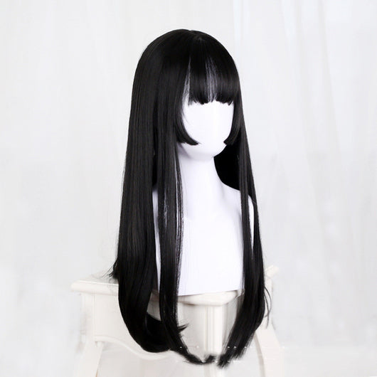Peluca Larga Liso Negro Estilo Net Red Lolita para Mujer - Image 10