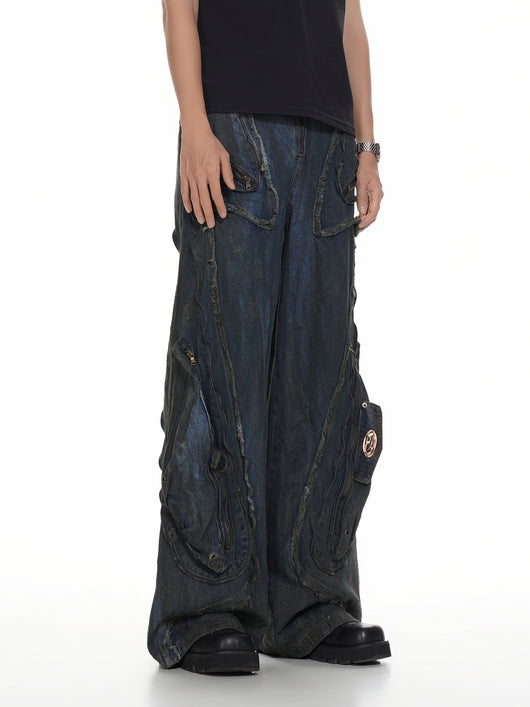 Pantalones Vaqueros Oversized Estilo Urbano Americano Corte Pesado - Image 28