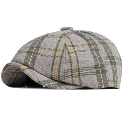 Gorro Octagonal Vintage Británico a Cuadros para Hombre