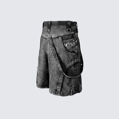 Shorts de Mezclilla Vintage Cintura Alta Lavado Desgastado - Image 9