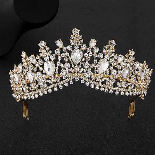Corona Nupcial Barroca con Cristales Brillantes para Novia Elegante - Image 5