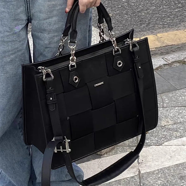 Bolso Mensajero Tejido de Gran Capacidad para Mujer