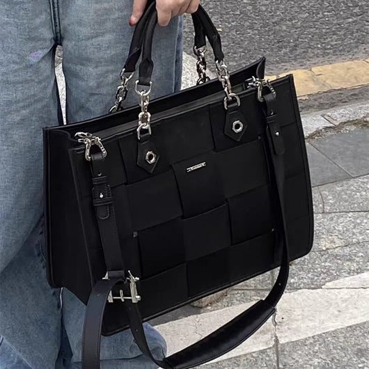Bolso Mensajero Tejido de Gran Capacidad para Mujer