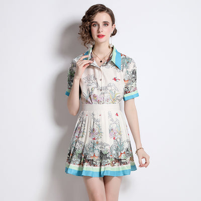 Conjunto de Blusa Estampada y Falda Plisada - Image 4