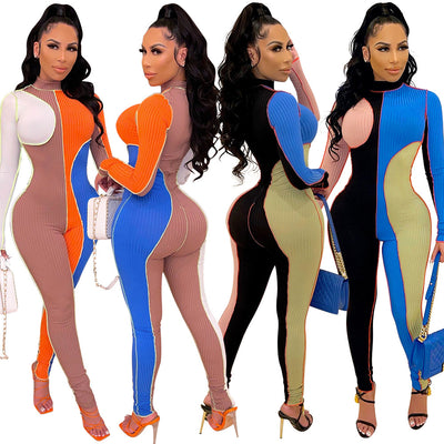 Jumpsuit Slim Ajustado de Manga Larga con Bloques de Color - Image 15