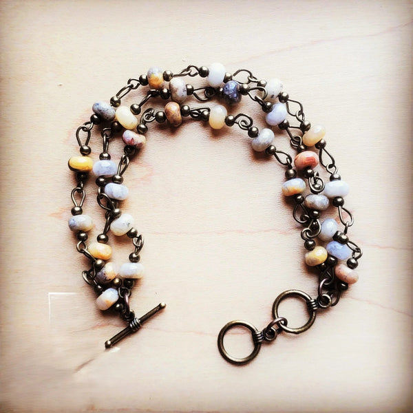 Natural Agate Triple Strand Bracelet 804k