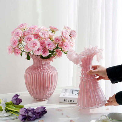 Florero de Cristal Elegante con Diseño de Encaje Francés