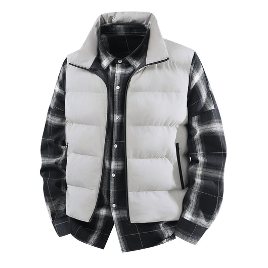 Chaleco Abrigo Suelto Cálido para Hombre Talla Grande con Cuello de Pie - Image 3
