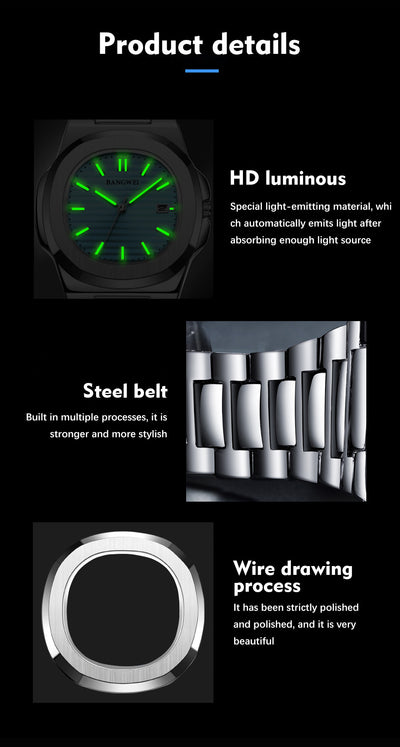 Reloj Hombre Acero Inoxidable Resistente al Agua con Esfera Luminosa - Image 23