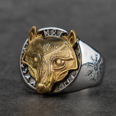 Anillo de Acero Titanio Cabeza de Lobo Vikingo Hip Hop Vintage para Hombre - Image 4