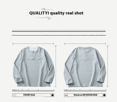 Playera Manga Media con Cierre para Hombre - Cuello Redondo Oversize Otoño - Image 10