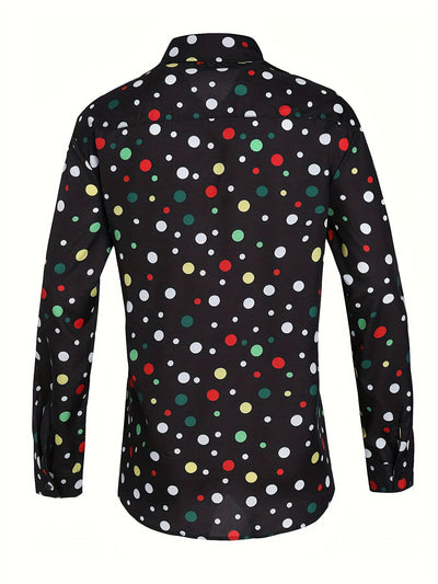 Camisa Manga Larga con Lunares para Hombres y Adolescentes - Image 3