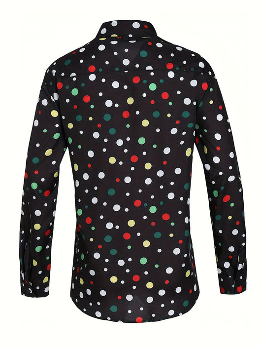 Camisa Manga Larga con Lunares para Hombres y Adolescentes - Image 3
