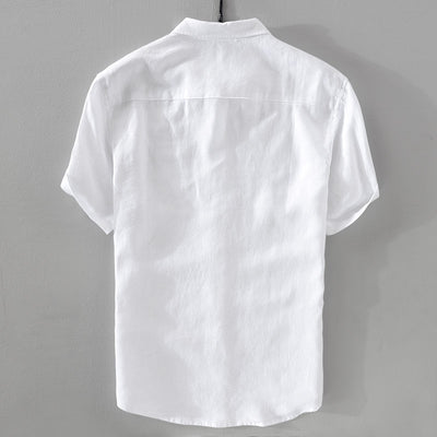 Camisa de Lino Puro Manga Corta Transpirable para Hombre - Image 2