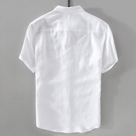 Camisa de Lino Puro Manga Corta Transpirable para Hombre - Image 2
