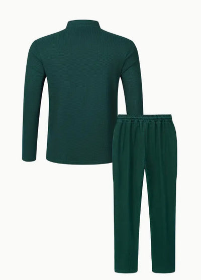 Conjunto Casual de Pantalón y Camiseta Henley Texturizada de Manga Larga para Hombre - Image 18