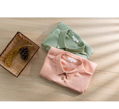 Camisa de Lino Casual de Color Sólido - Image 17