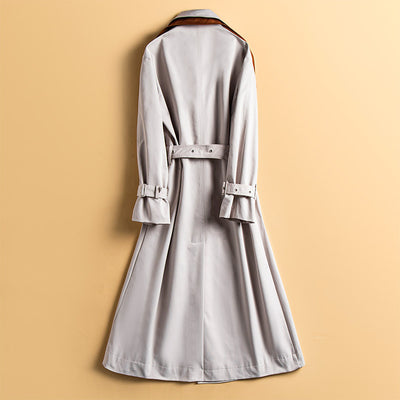 Abrigo Oversize Bicolor Estilo Británico Hasta la Rodilla - Image 8