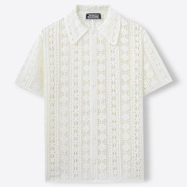 Cardigan Tejido Hueco de Manga Corta para Hombre