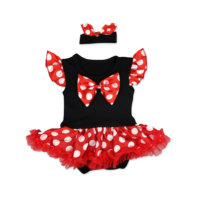 Vestido Dos Piezas Minnie Rojo con Lunares para Niñas