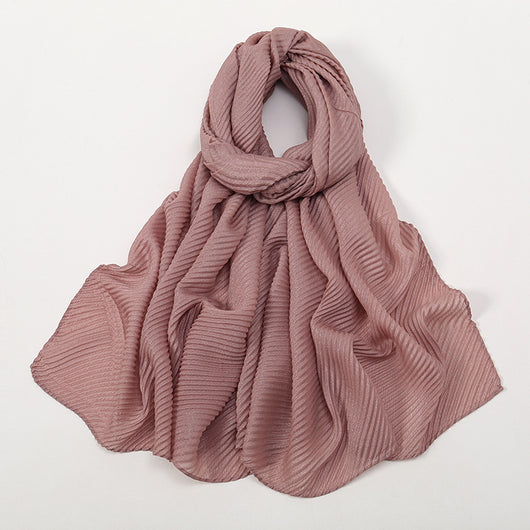 Pañoleta Suave de Poliéster Arrugado en Colores Lisos para Mujer - Image 11