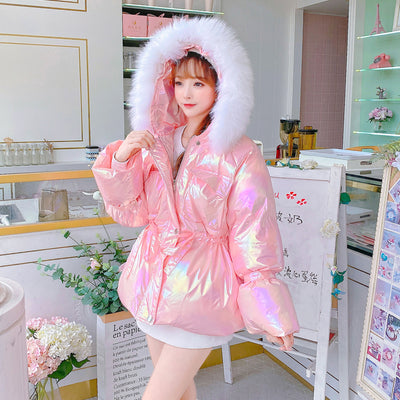 Chaqueta Acolchada de Invierno con Cuello de Piel de Zorro - Colores Pastel Brillantes - Image 10