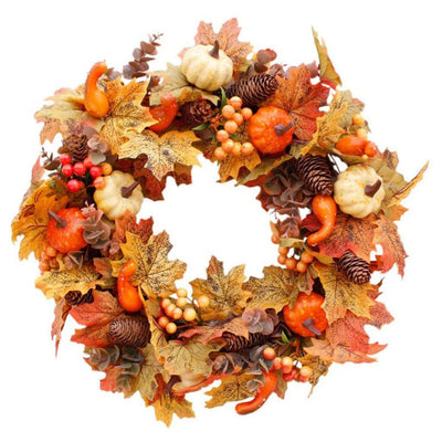 Corona de Cosecha Otoñal con Calabaza y Bayas - Decoración Colgante para Puerta Acción de Gracias - Image 12