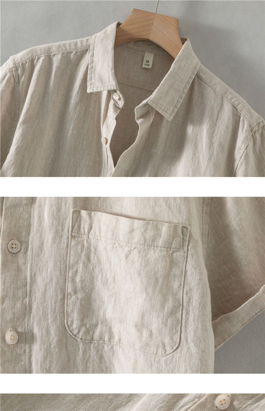 Camisa de Lino Suelta Manga Corta - Comodidad Casual - Image 16