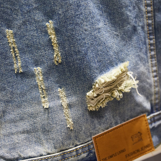 Chaqueta de Mezclilla Slim Fit con Detalles Rotos - Image 9