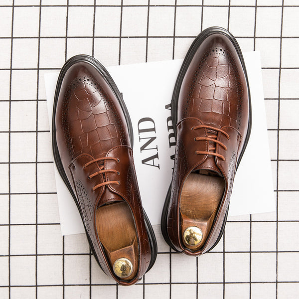 Zapatos Formales de Cuero Marrón con Punta Fina para Hombre