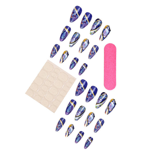 Pegatinas de Uñas Arcoíris Forma Almendra con Líneas Coloridas - Image 20