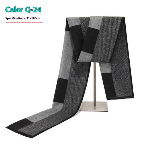 Bufanda Ejecutiva de Cachemira Rayada para Hombre Invierno - Image 29