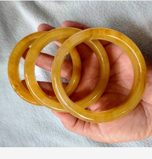 Pulsera de Jade Yadan Dorado del Gobi de Xinjiang - Joya Sedosa Auténtica - Image 2