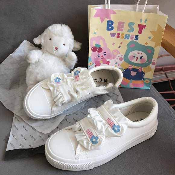 Zapatillas Blancas de Lona con Velcro para Mujer - Estilo Casual Cómodo