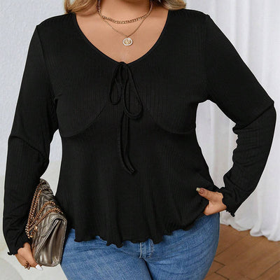 Blusa de Punto Escote V Casual con Cintura Definida - Image 3