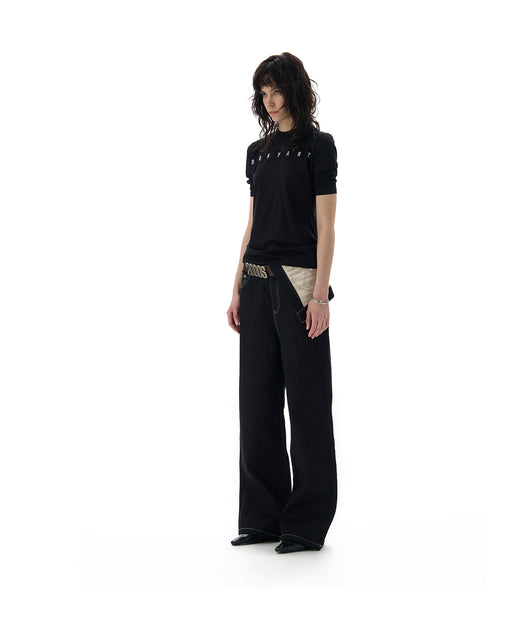 Pantalones Estampados de Algodón Negro con Cintura Ajustable - Image 5