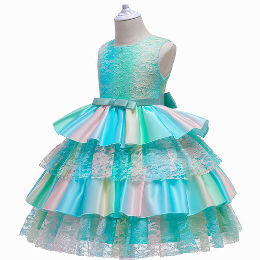 Vestido Princesa Degradado de Encaje Multicolor - Image 8