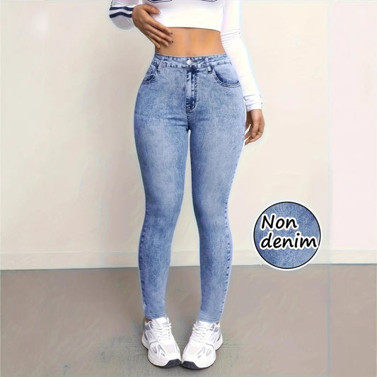 Leggings Deportivos Estampado Denim Falso - Image 2