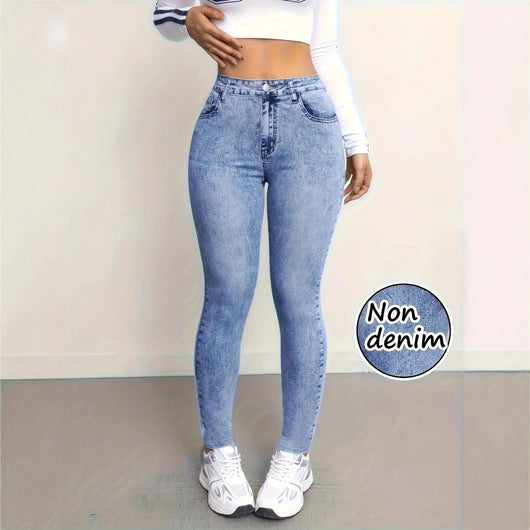 Leggings Deportivos Estampado Denim Falso - Image 2