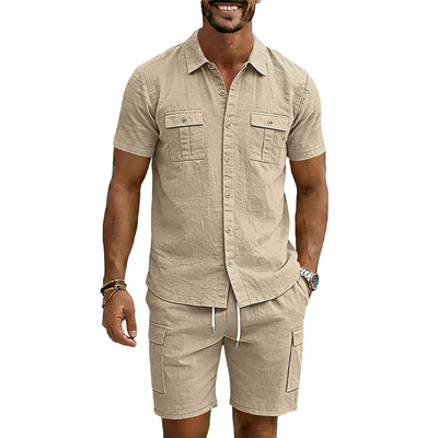 Conjunto Camisa Tipo Polo con Solapa y Shorts Multibolsillos - Image 9