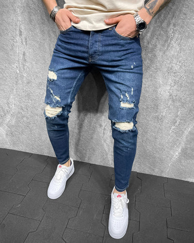 Pantalones Vaqueros Slim Fit Rotos con Stretch para Hombre