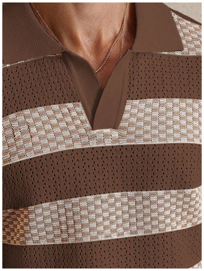 Polo Manga Corta Tejido a Rayas para Hombre - Image 17