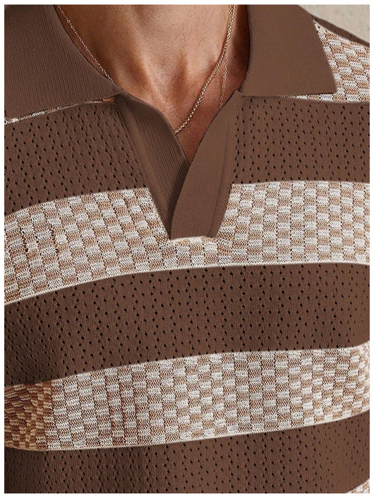 Polo Manga Corta Tejido a Rayas para Hombre - Image 17