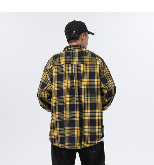 Camisa Casual Retro Cuadros para Hombre - Corte Holgado Primavera Otoño - Image 21