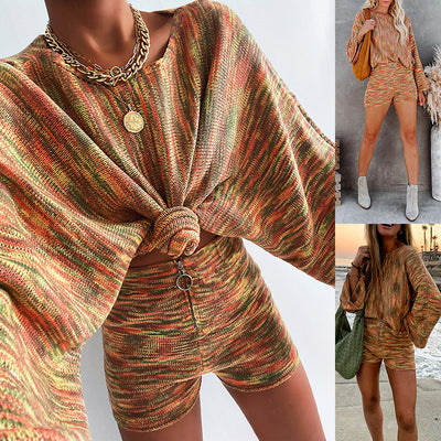 Suéter Tejido Casual Cuello Redondo Manga Larga Multicolor