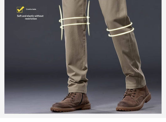 Pantalones Casuales de Algodón Puro con Stretch - Corte Recto Relajado para Hombre - Image 10
